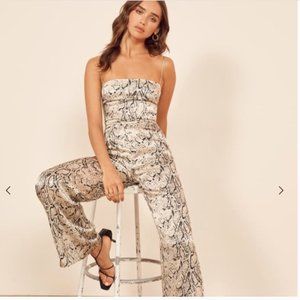 REFORMATION SNAKE SKIN JUMPSUIT